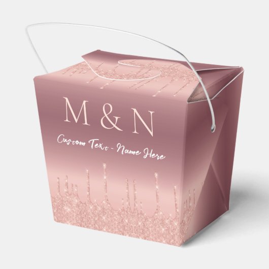 Bindende voettekst Roos Blush Sparkle Text Name Bedankdoosjes (Achterkant)