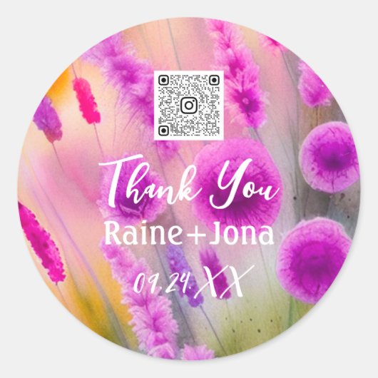 Bindende Vrijgezellenfeest voor paarse bloemen QR- Ronde Sticker (Voorkant)