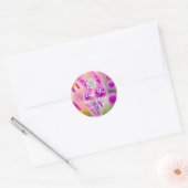 Bindende Vrijgezellenfeest voor paarse bloemen QR- Ronde Sticker (Envelop)