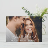 Bindende waterverf botanische groene moderne foto save the date (Staand voorkant)