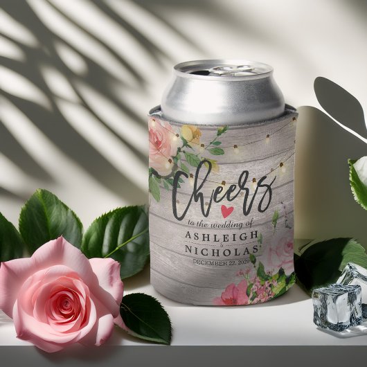 Bindende Waterverf Floral Rustic Wood String Light Blikjeskoeler