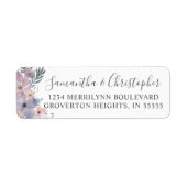 Bindende Waterverf Paars Floral Wildflower Script Etiket (Voorkant)