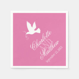 Bindende witte dove linten roze aangepaste luiers servet