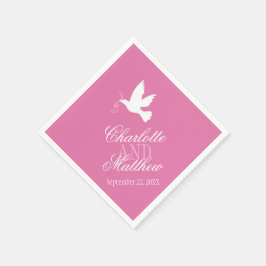 Bindende witte dove linten roze aangepaste luiers servet