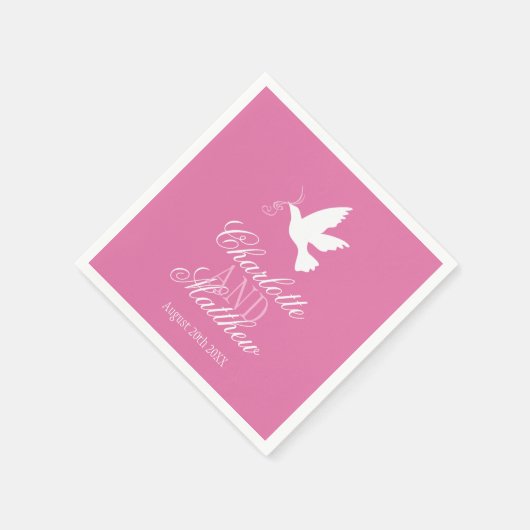 Bindende witte dove linten roze aangepaste luiers servetten (Hoek)