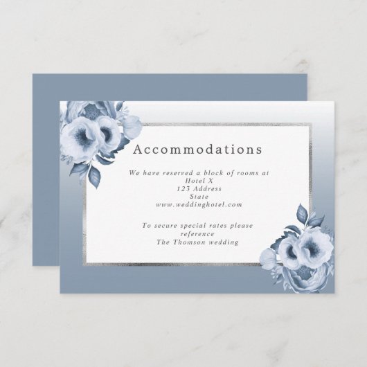 Bindende woningen stoffige blauwe bloemen wit informatiekaartje (Voorkant / Achterkant)