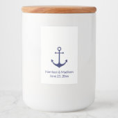Bindende zeemansjager blauw-witte elegant voedselcontainer etiket (Voorkant)