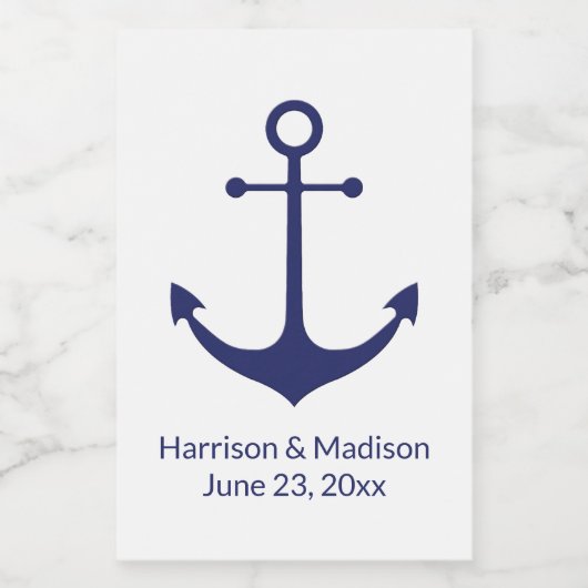 Bindende zeemansjager blauw-witte elegant voedselcontainer etiket (Enkel label)