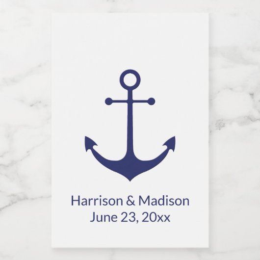 Bindende zeemansjager blauw-witte elegant wijn etiket (Enkel label)