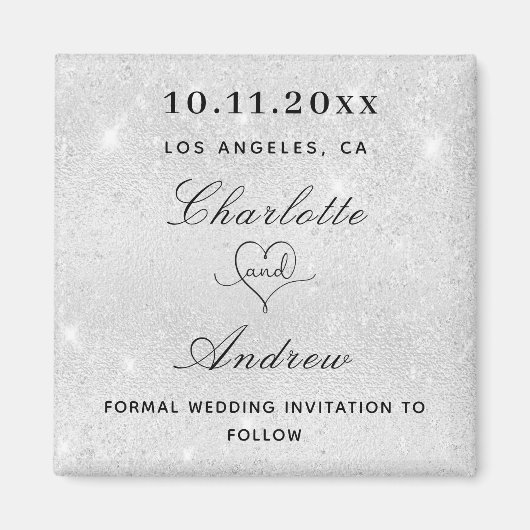 Bindende zilverglitterstof elegant behalve datum magneet (Voorkant)