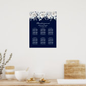 Bindende Zitenkaart Witte bloem sakurblauw Poster (Keuken)