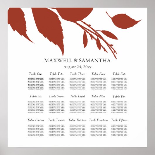 Bindende ZITTING KART Elegant verbrand Oranje lede Poster (Voorkant)