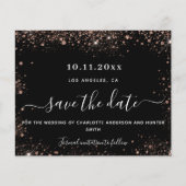 Bindende zwarte roos goudglitter budget spaardatum (Voorkant)