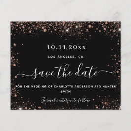 Bindende zwarte roos goudglitter budget spaardatum flyer