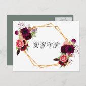 Bindfloralen begraven geometrische sage groen RSVP Uitnodiging Briefkaart (Voorkant / Achterkant)