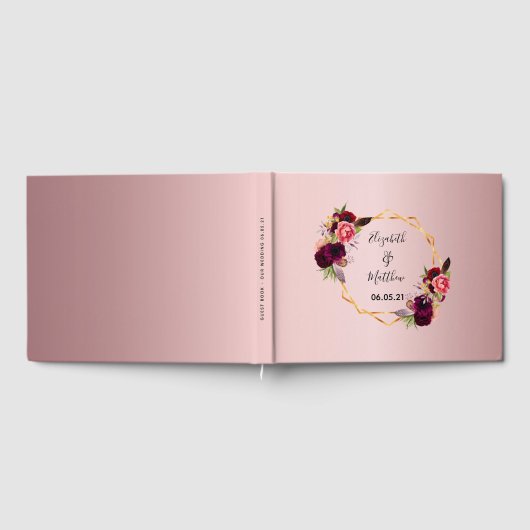 Bindfloralen met vuursteentje, roze goud geometris gastenboek (Volledig)