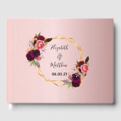 Bindfloralen met vuursteentje, roze goud geometris gastenboek (Voorkant)