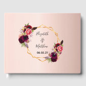 Bindfloralen roos gouden, geometrische begraafplaa gastenboek (Voorkant)