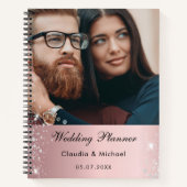 Bindfoto donkerroze zilverglitter bruid notitieboek (Voorkant)