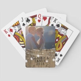 Bindfoto Rustic Wood Mason Jar Lights Speelkaarten