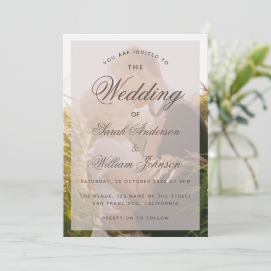 Bindfoto Transparant Elegant Script Modern Kaart (Staand voorkant)