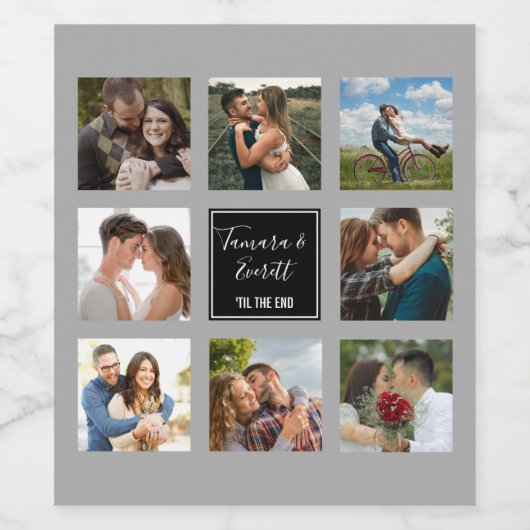 Bindfotocollage zwart en grijs wijn etiket (Enkel label)