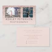 Bindfotografie met minimaal roos goudglitter visitekaartje (Voorkant / Achterkant)