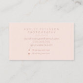 Bindfotografie met minimaal roos goudglitter visitekaartje (Achterkant)