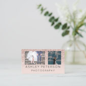 Bindfotografie met minimaal roos goudglitter visitekaartje (Staand voorkant)