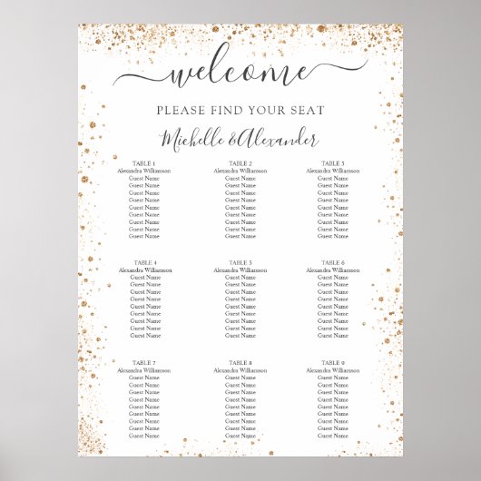 Bindgaas voor witte goudglitterstof poster (Voorkant)