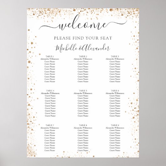 Bindgaas voor witte goudglitterstof poster (Voorkant)