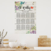 Bindgatenkaart Succulente Planten Rustisch hout Poster (Keuken)