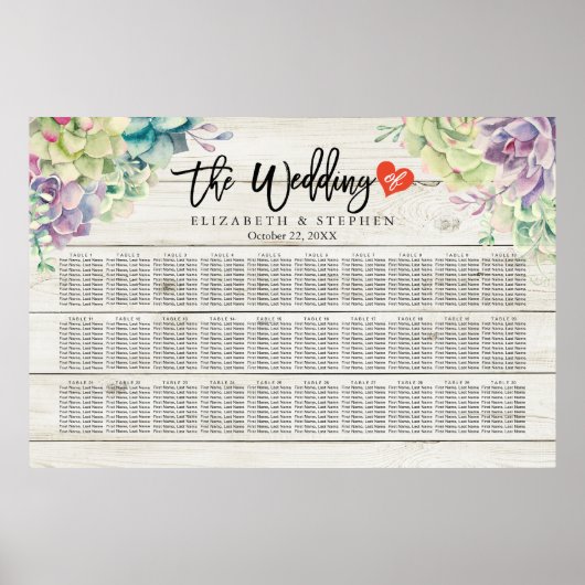 Bindgatenkaart Succulente Planten Rustisch hout Poster (Voorkant)