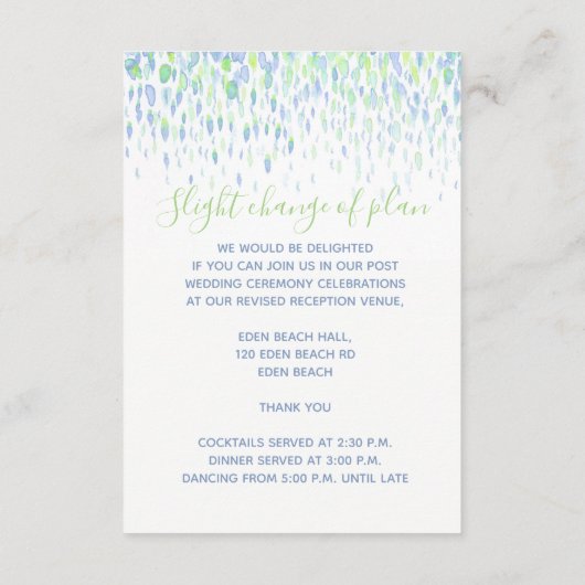 Bindgegevens blauwe kaart voor groene cascade bijl (Achterkant)