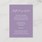 Bindgegevens eenvoudige paarse witte omheining informatiekaartje (Achterkant)