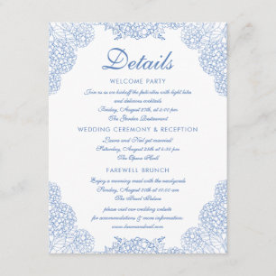 Bindgegevens Modern Hydrangea Dusty Blue Floral Informatiekaartje