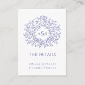 Bindgegevens monogram blauwe witte omheining kaart (Voorkant)