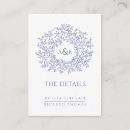 Bindgegevens monogram blauwe witte omheining kaart