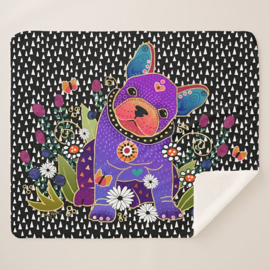 BINDI FRENCH BULLDOG sherpa blanket 3 maten Deken (Voorkant (horizontaal))