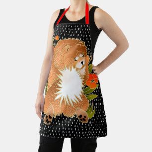 BINDI MINGSIE Red Chow All-Over Print Apron Schort