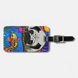 BINDI PUG-bagage, handtas of label met krat Bagagelabel