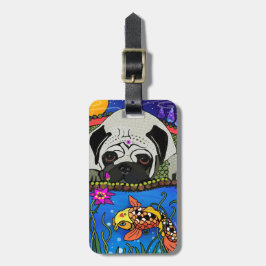 BINDI PUG-bagage, handtas of label met krat Bagagelabel