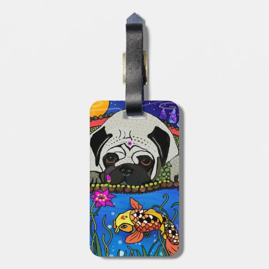 BINDI PUG-bagage, handtas of label met krat Bagagelabel (Achterkant verticaal)