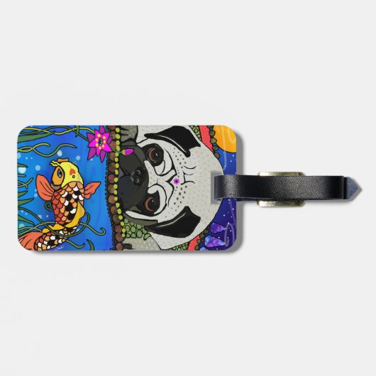 BINDI PUG-bagage, handtas of label met krat Bagagelabel (Achterkant horizontaal)
