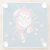 BINDI SHIBA INU past achtergrondkleur aan Glazen Onderzetter (Achterkant)