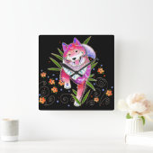 BINDI SHIBA INU past achtergrondkleur aan Vierkante Klok (Huis)