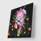 BINDI SHIBA INU past achtergrondkleur aan Vierkante Klok (Hoek)