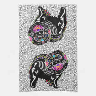 BINDI SUGARSKULL Chow - keuken- en hondenhanddoeke Theedoek