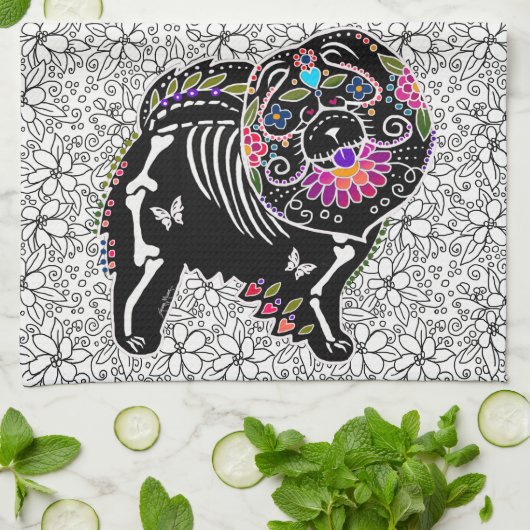 BINDI SUGARSKULL Chow - keuken of show handdoek (Gevouwen)