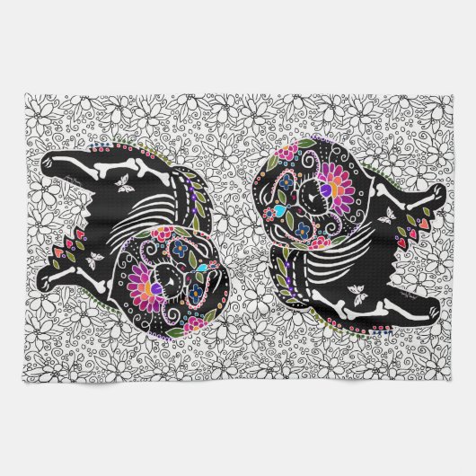 BINDI SUGARSKULL Chow - keuken of show handdoek (Horizontaal)